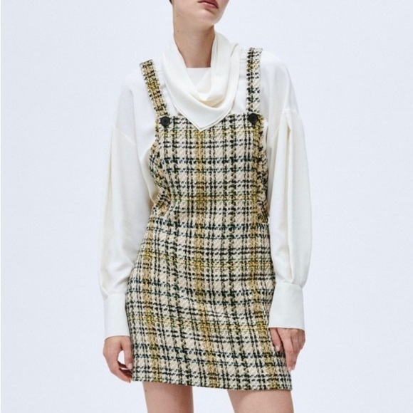 SOLD Zara Fall colors Plaid Jumper Dress Sz M - Picture 8 of 9